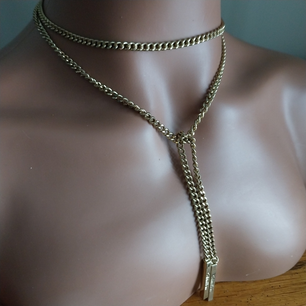 Calvin Klein Gold Double Chain Necklace - Picture 4 of 14
